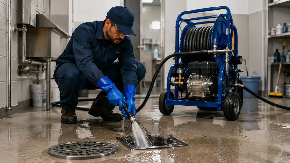Floor Drain Hydro Jet Cleaning in Stanton
