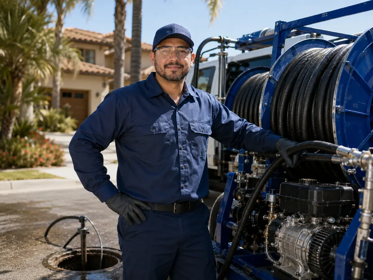 Hydro jet sewer cleaning in Stanton