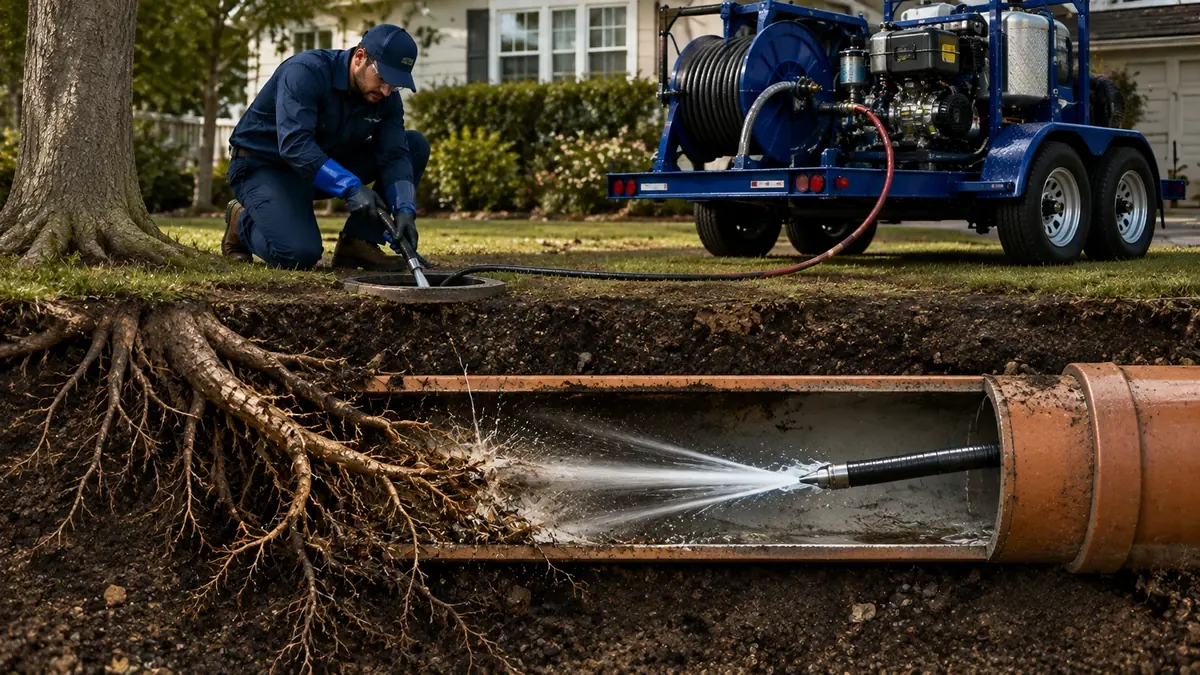 Tree Root Removal with Hydro Jetting in Stanton